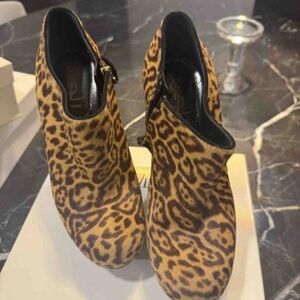 Yves Saint Laurent Brown Leopard Ankle Boots
